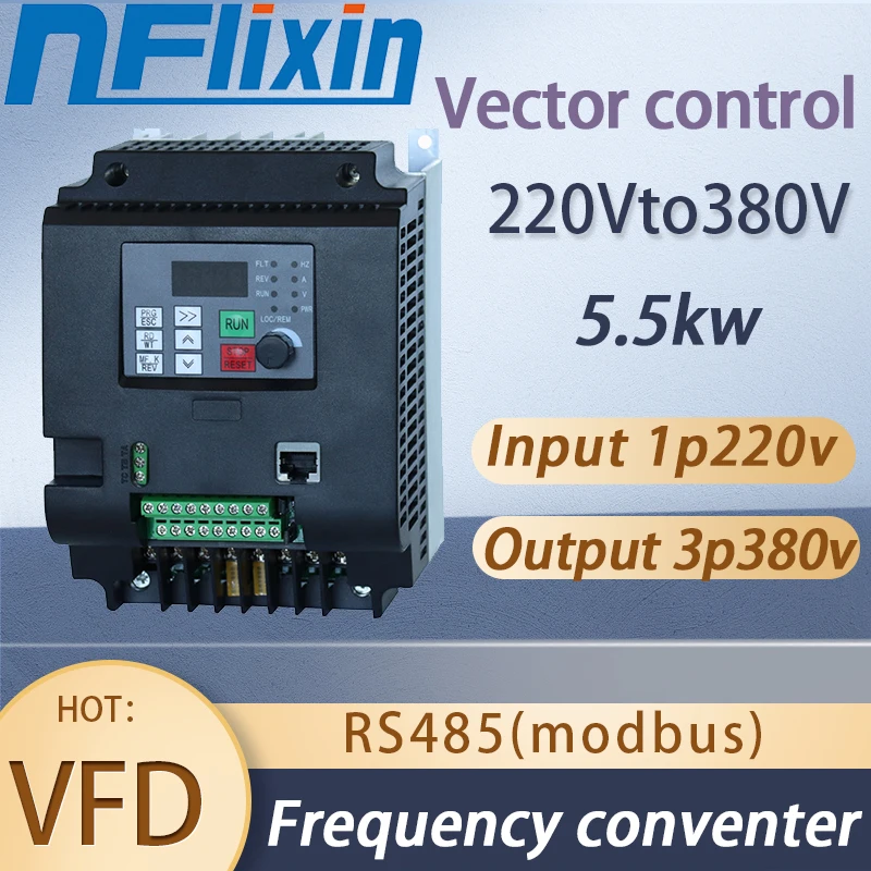 HOT! VFD 5.5KW 220V to 380V VFD Variable Frequency Drive Converter Variator for Motor Speed Controller Inverter