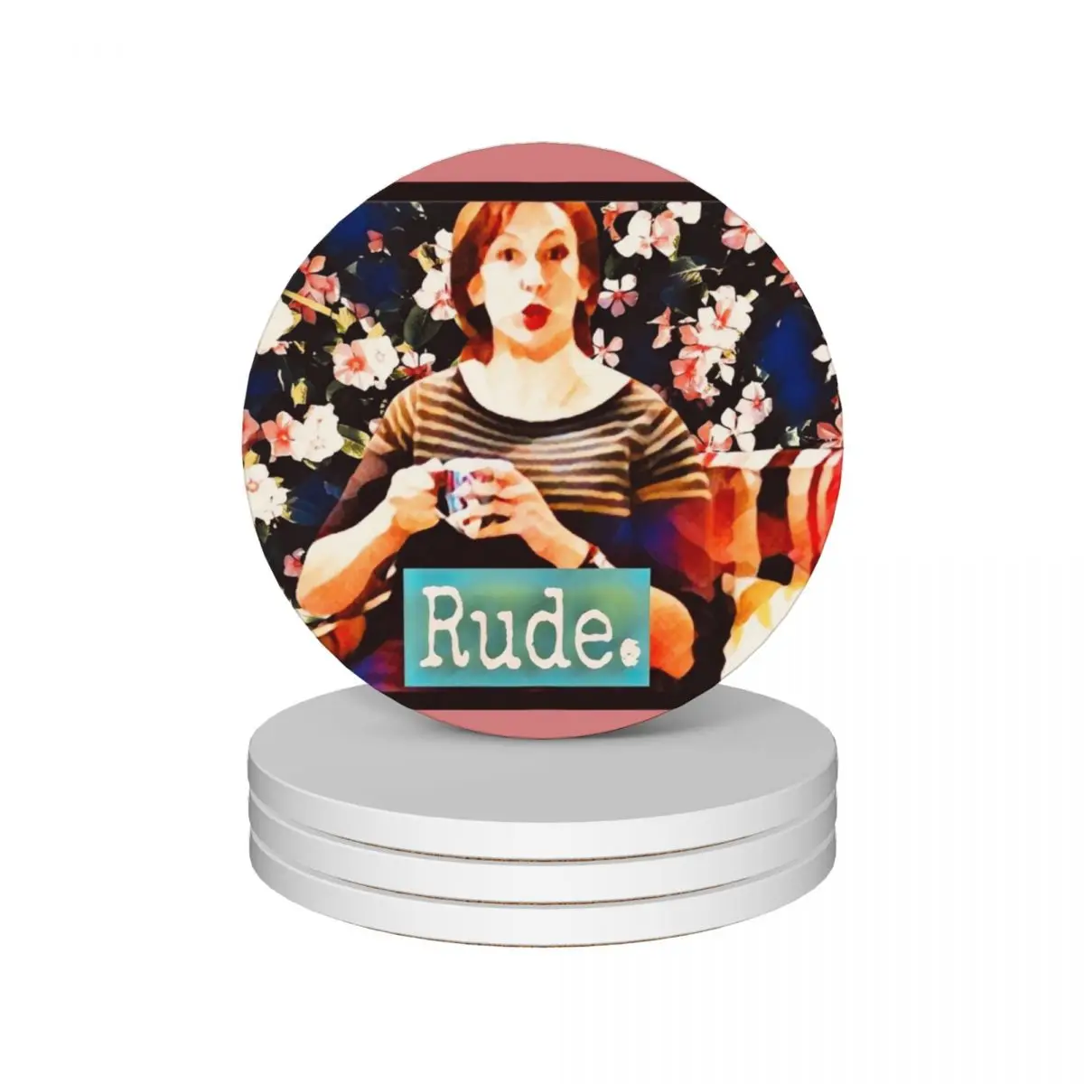 

Rude. Miranda Hart Ceramic Coasters (Set of 4) cup pads drinks table decoration and accessories Creative Coasters