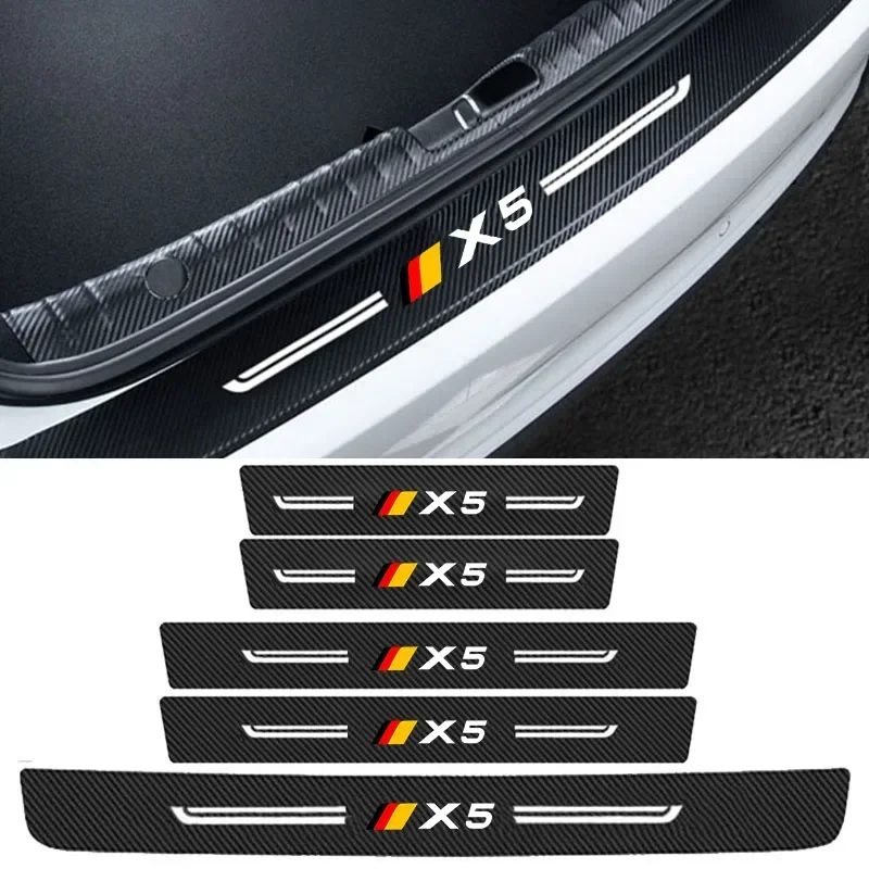 

Carbon Fiber Door Threshold Sill Scuff Plate Decals Protector Stickers for BMW X5 Emblem Trunk Bumper Pedal Guards Strip Tape