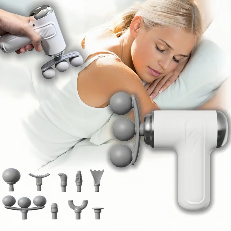 Faszienpistole mit mehreren Köpfen, entspannende Muskeln, elektrisches Massagegerät, Übungs-Nackenmaskenpistole, Mini-Faszienpistole für Heimfitness