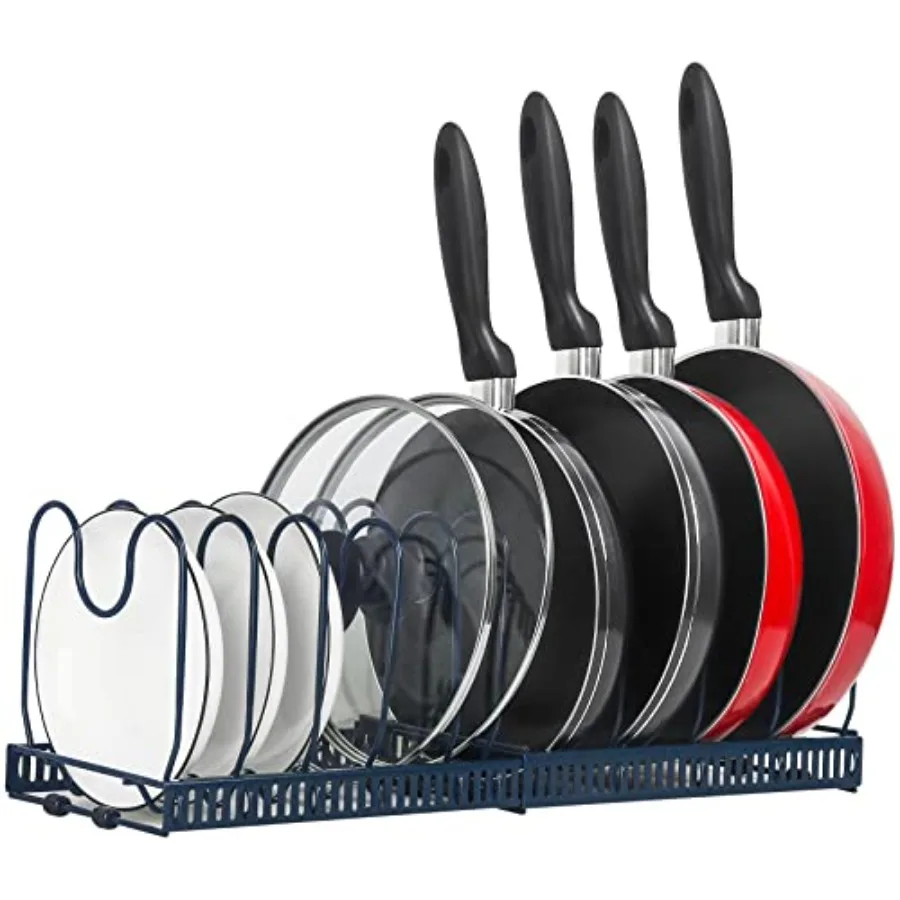 

Expandable Pot and Pan Organizer - Cabinet Pot Lid Holder with 10 Adjustable Compartments for Cookware, Baking, Frying,10