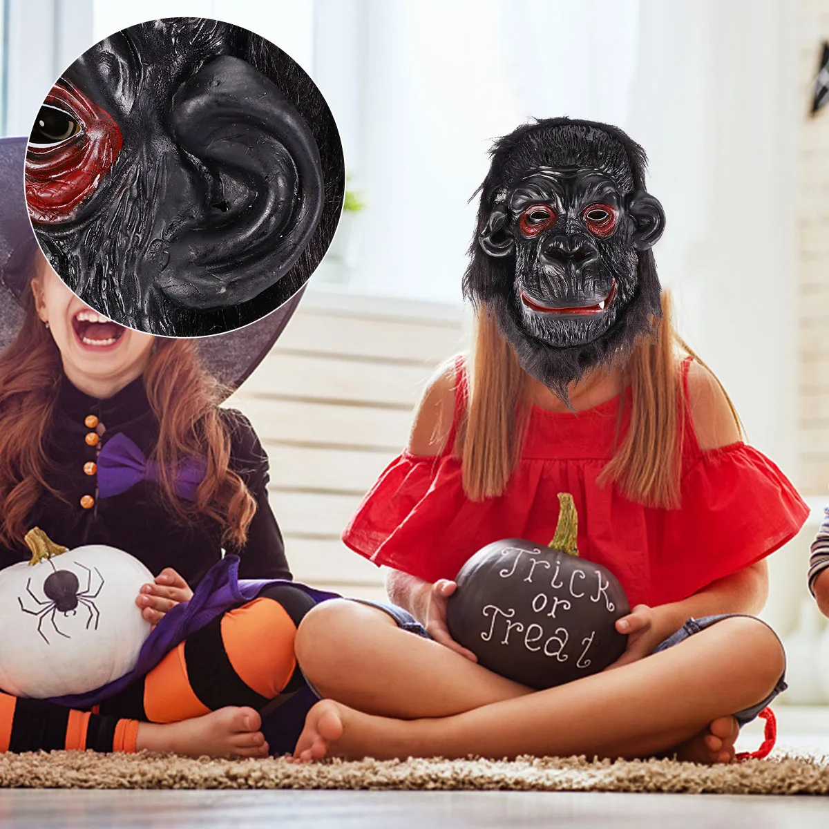 

1pc Orangutan Head Mask Scary Decorative Animal Masks for Halloween Cosplay Props Party Supplies Gorilla Horror Ghost Hood