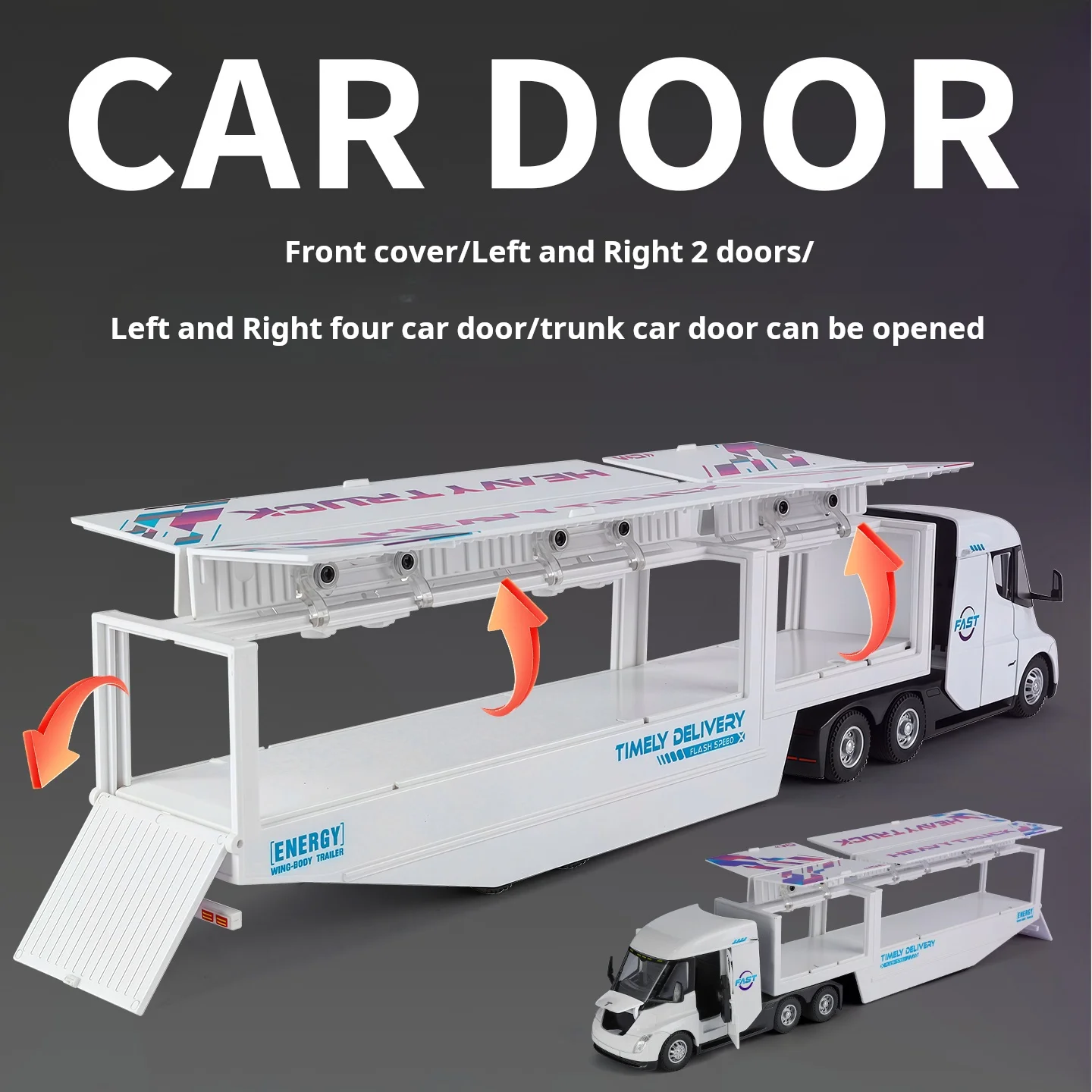 Alloy model car Container transport vehicle model Diecast car Model with Sound &Light Pull Back Boys Gift collectible toys