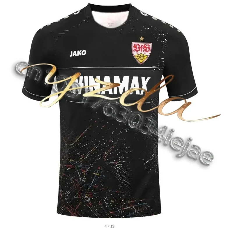 Bundesliga VfB Stuttgart Outdoor-Sport-T-Shirt, 3D-Fußballtrikot, atmungsaktiv, schnell trocknend, kurzärmelig, für Jungen und Mädchen