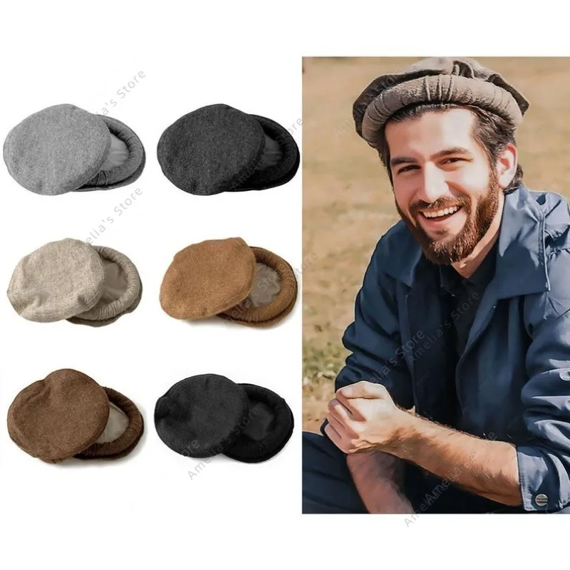 

Аутентичная афганская паковольная шапка для мужчин, шерстяная зимняя шапка в традиционном цыганском стиле ручной работы, пакистанская племенная шапка-бини