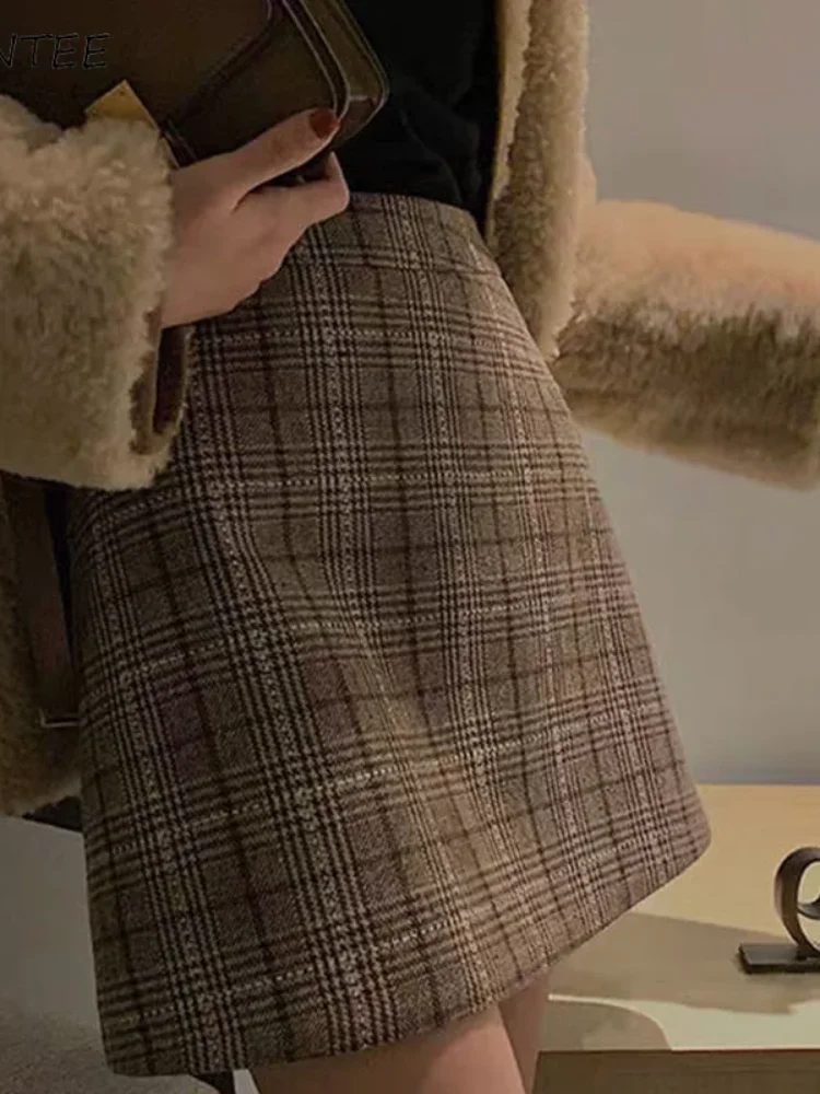 Skirts Women Plaid Slim Korean Style Casual All-match High Waisted Mujer Spring-autumn Comfortable Student Club Female Harajuku