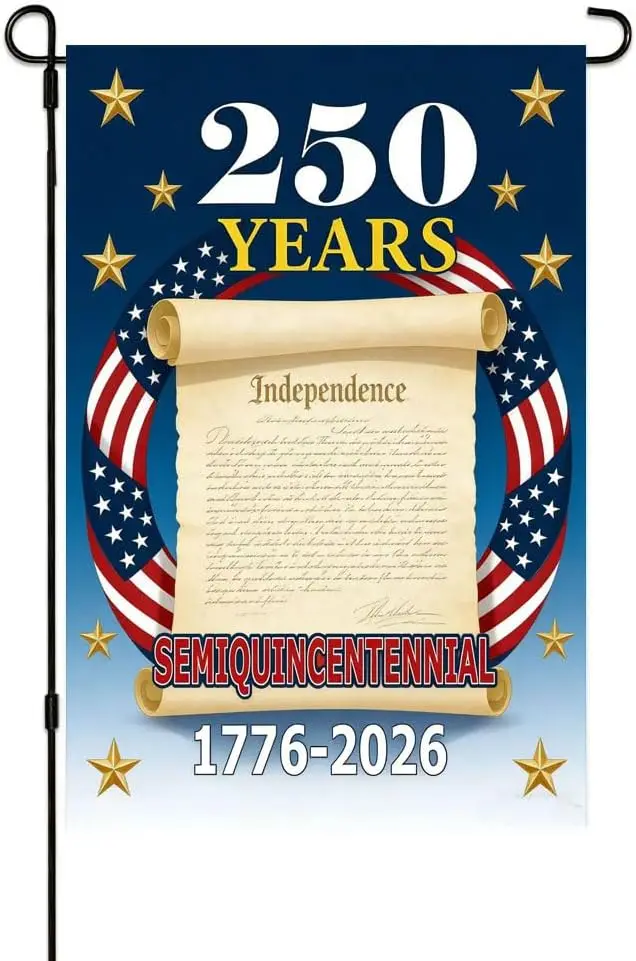 American 250th Anniversary Garden Flag 12x18 Inch Double Sided, 1776-2026 Semiquincentennial Independence Day Flag for Yard  ZZM
