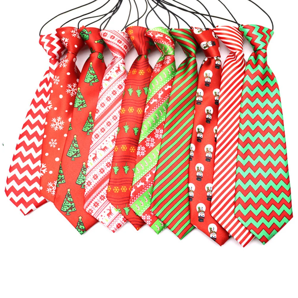 10 Pcs Pet Christmas Tie Ties Dogs Creative for Puppy Decoration Pets Neck Collar 100% High-density South Korean Silk