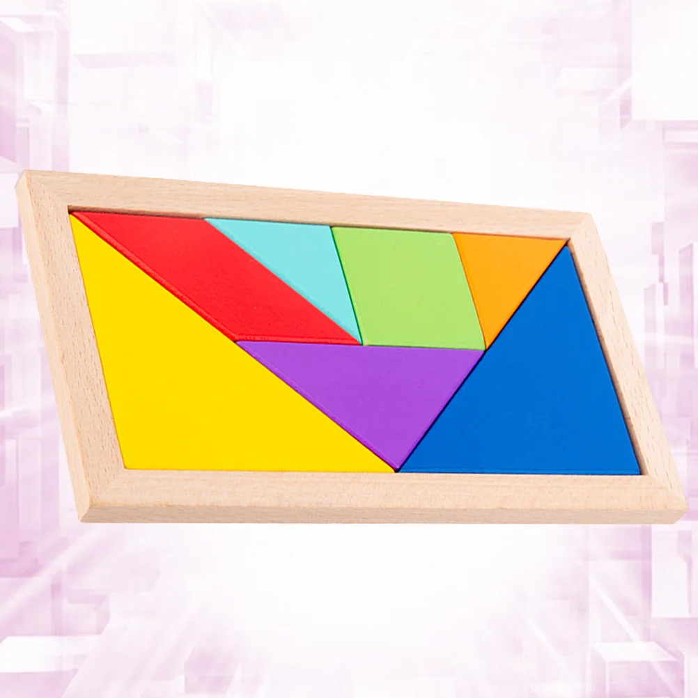 1 conjunto 1 conjunto de tangram de madeira cantos arredondados suaves aprendizagem geométrica educacional para crianças jogo de quebra-cabeça de madeira cérebro teaser crianças madeira