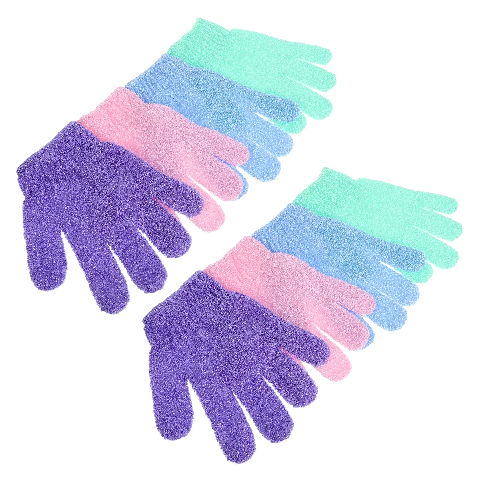 

4pcs 4 Pairs Five Finger Bath Gloves Body Scrubber Exfoliator Shower Spa Massager Polyester Gloves for Dry Oily Skin