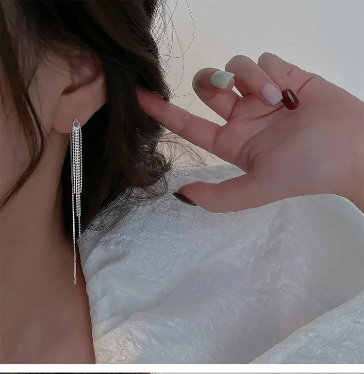 Ohrringe aus 925er-Sterlingsilber mit Quasten für Damen, Schmuck, Verlobung, Piercing, Großhandel, Zubehör, verhindert Allergien, Geld 925 – Detail 14