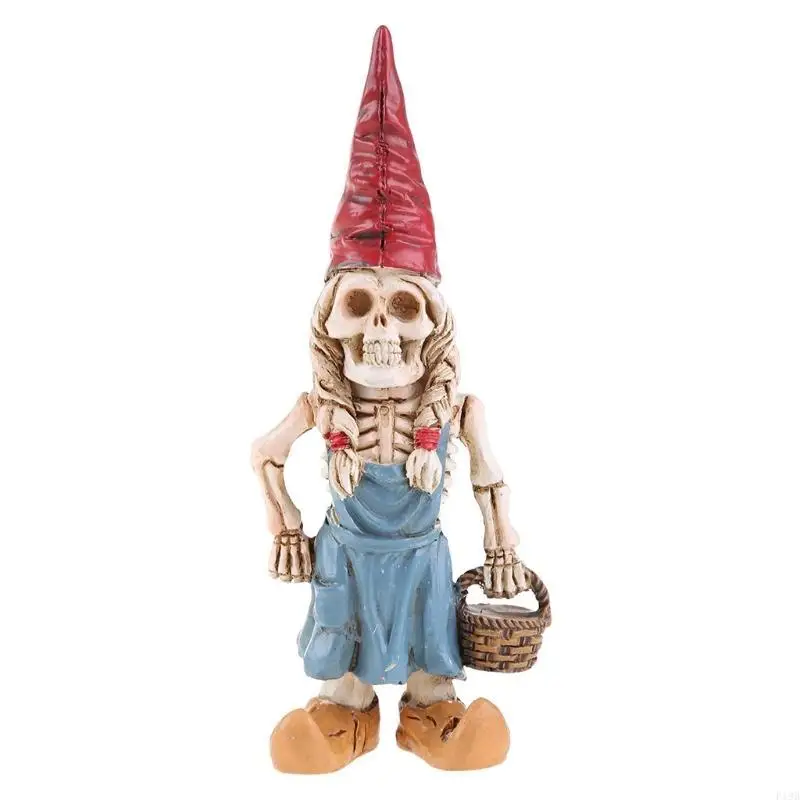 F19B Halloween Decorations Skeleton Gnome Garden Statue Dog Skull Bones Horror Figurines for Outdoor Yard Home Decor