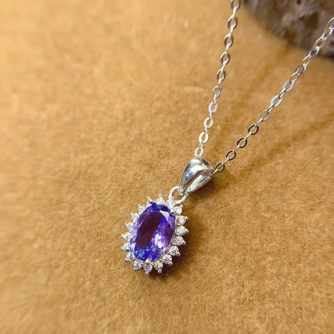 925 Silver 100% Natural Tanzanite Pendant for Daily Wear 6mm*8mm 1ct VVS Grade Genuine Tanzanite Silver Necklace Pendant