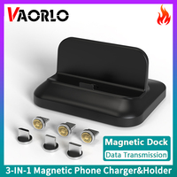 VAORLO 3-IN-1 Magnetic Phone Charger Stand Holder Micro USB Type-C Support Fast Charging Data Transmission Dock Station