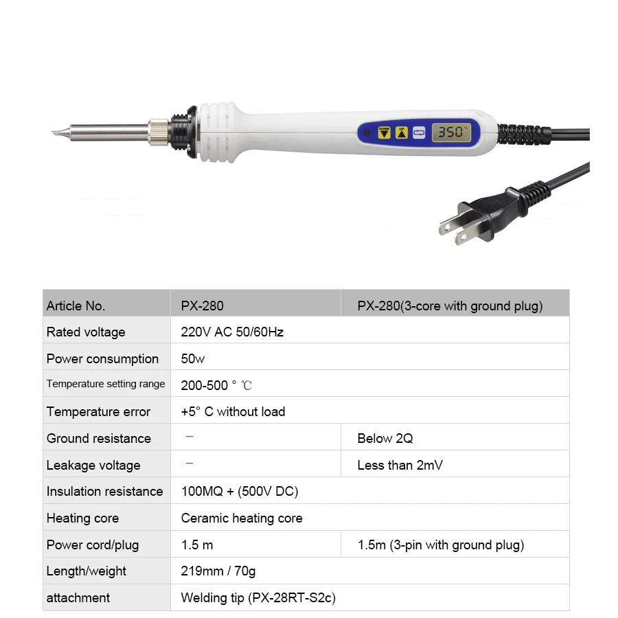 Japonia lutownica GOOT 200-500℃ cyfrowy wyświetlacz elektryczny lutownica narzędzia do naprawy spawania chińska wtyczka 220V PX-280