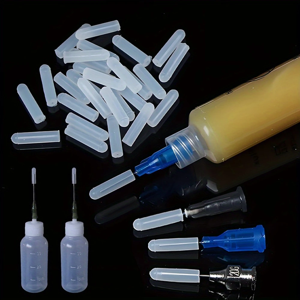 20Pcs Milky White Silicone Needle Caps, Dispensing Tip Protector, Anti Leakage Anti Solidification Cover