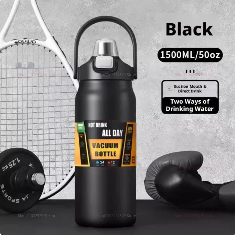 Taza aislante de acero 304, taza de viaje de gran capacidad de acero inoxidable, 1000ml, 1500ml, aislamiento para coche para acampar al aire libre