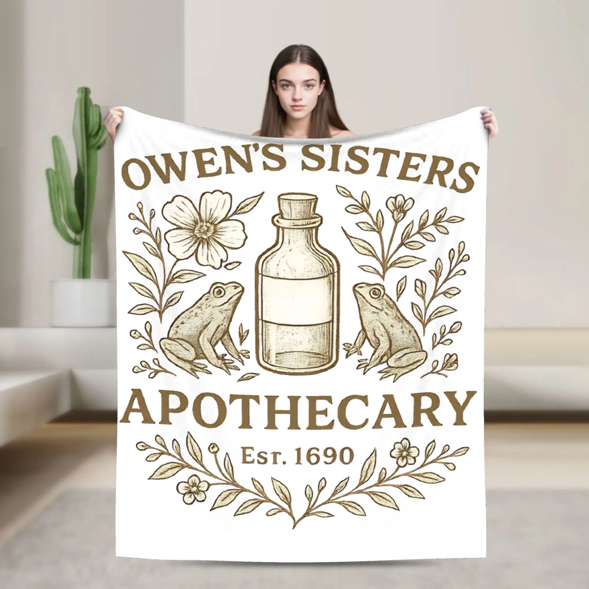Owen's Sister Apothecary Cute Halloween Cottage Core Flannel Blankets Practical Magic Throw Blanket for  Sofa Lounge Rug Piece