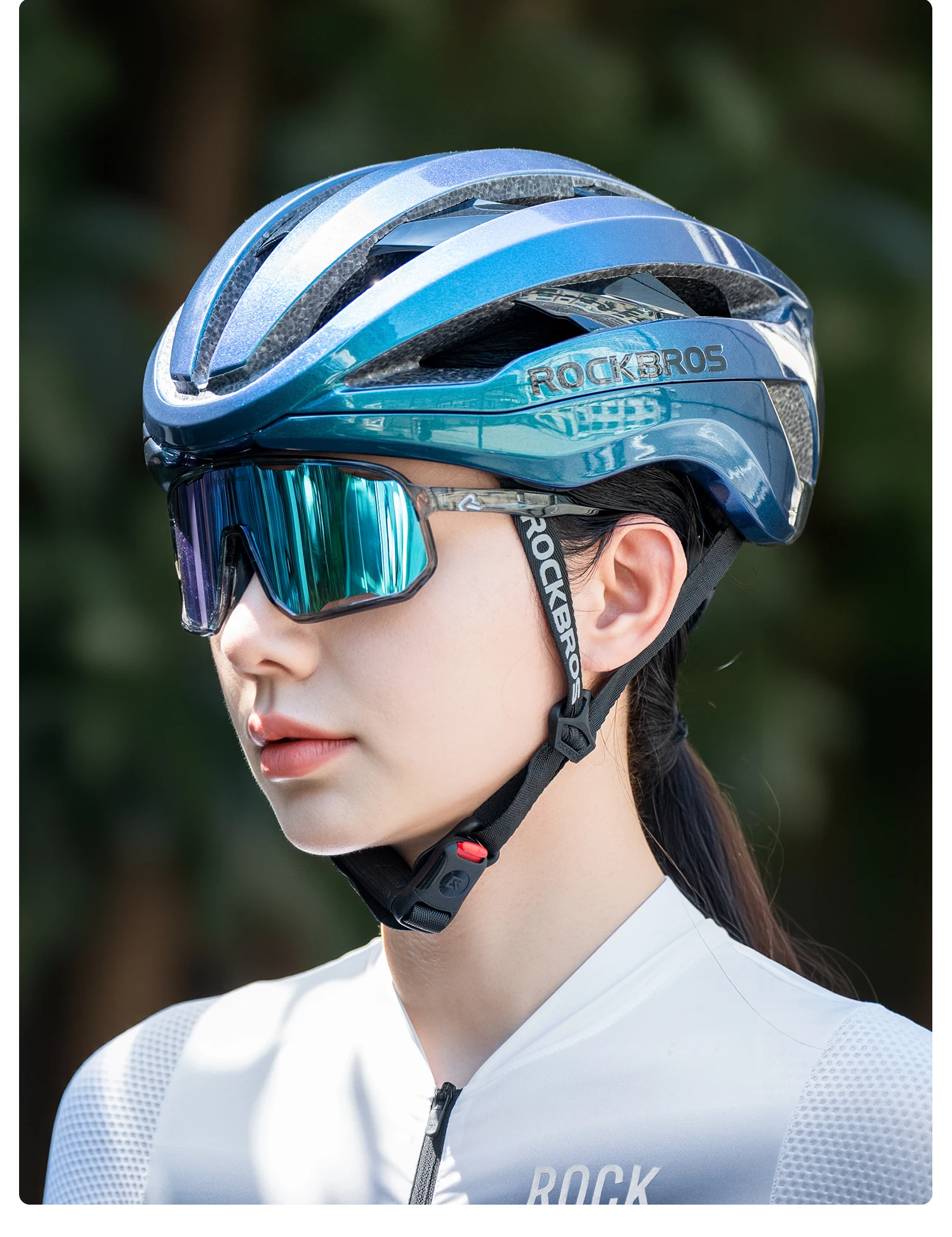 ROCKBROS Fahrradhelm ultraleicht atmungsaktiv hochfester Kopfschutz Sicherheitshelm Kopfbedeckung mit Schnellverschluss und magnetischer Schnalle – Detail 22