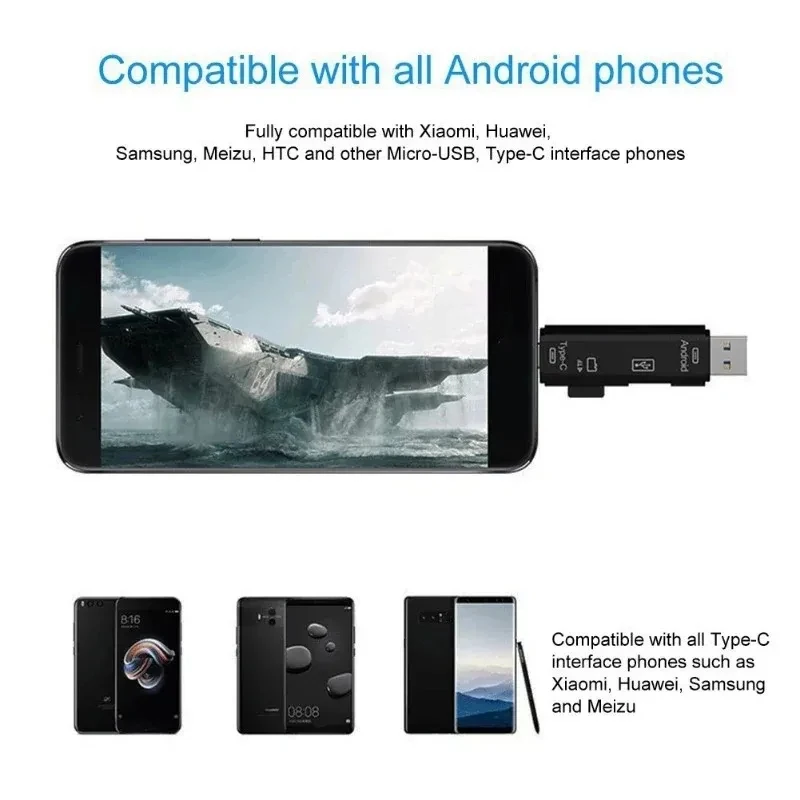 5 in 1 Type C Micro USB 3.0 TF OTG Adapter SD Card Reader/USB 3.1 Memory Card Reader Adapter For Laptop Phones Comp image 2