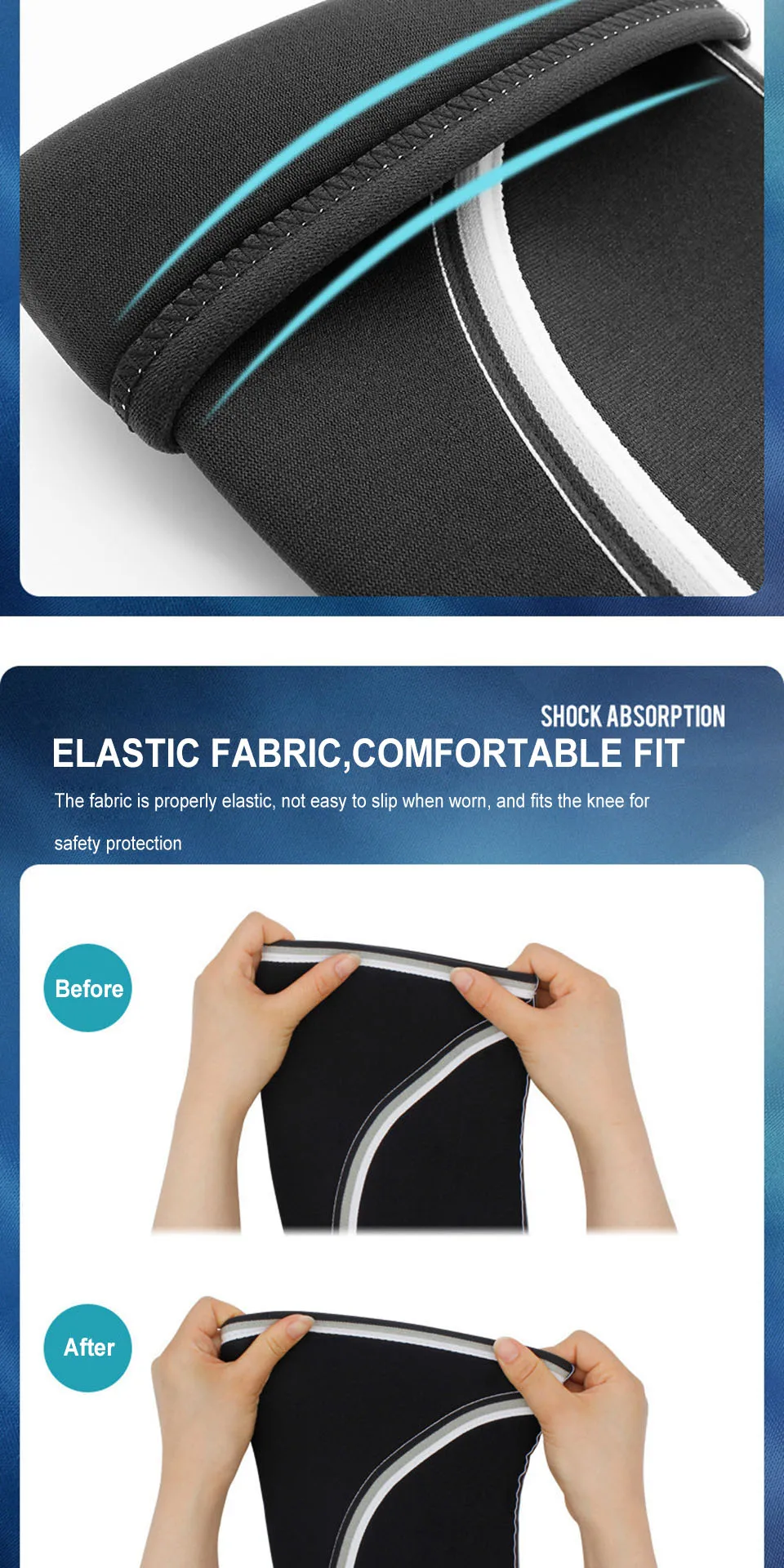 AOLIKES Gym Kniestrümpfe für Männer und Frauen (Paar) | 7 mm dicke Neopren-Kompressions-Kniebandagen | Für Kniebeugen, Gewichtheben – Detail 9