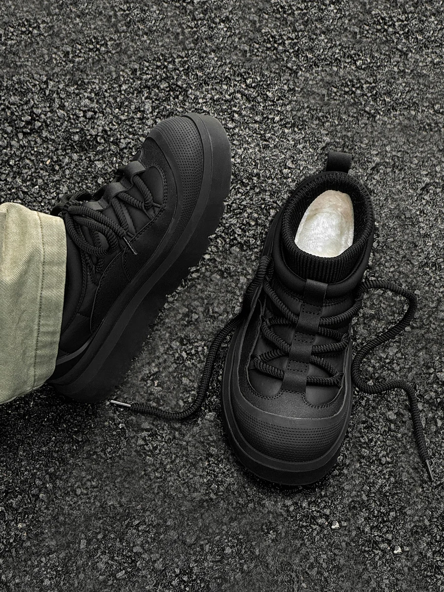 

Мужские зимние ботинки Thiened Fce на подкладке, зимние ботинки с низким вырезом, молодежные модные ботинки в стиле ретро, теплые ботинки на резиновой подошве