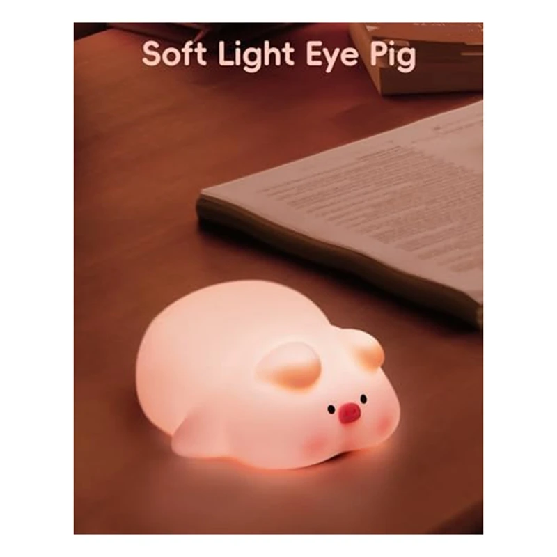 Piggy Night Light,Piggy Cute Lamp 30 Minutes Timer Nightlight Pink Silica Gel For Room