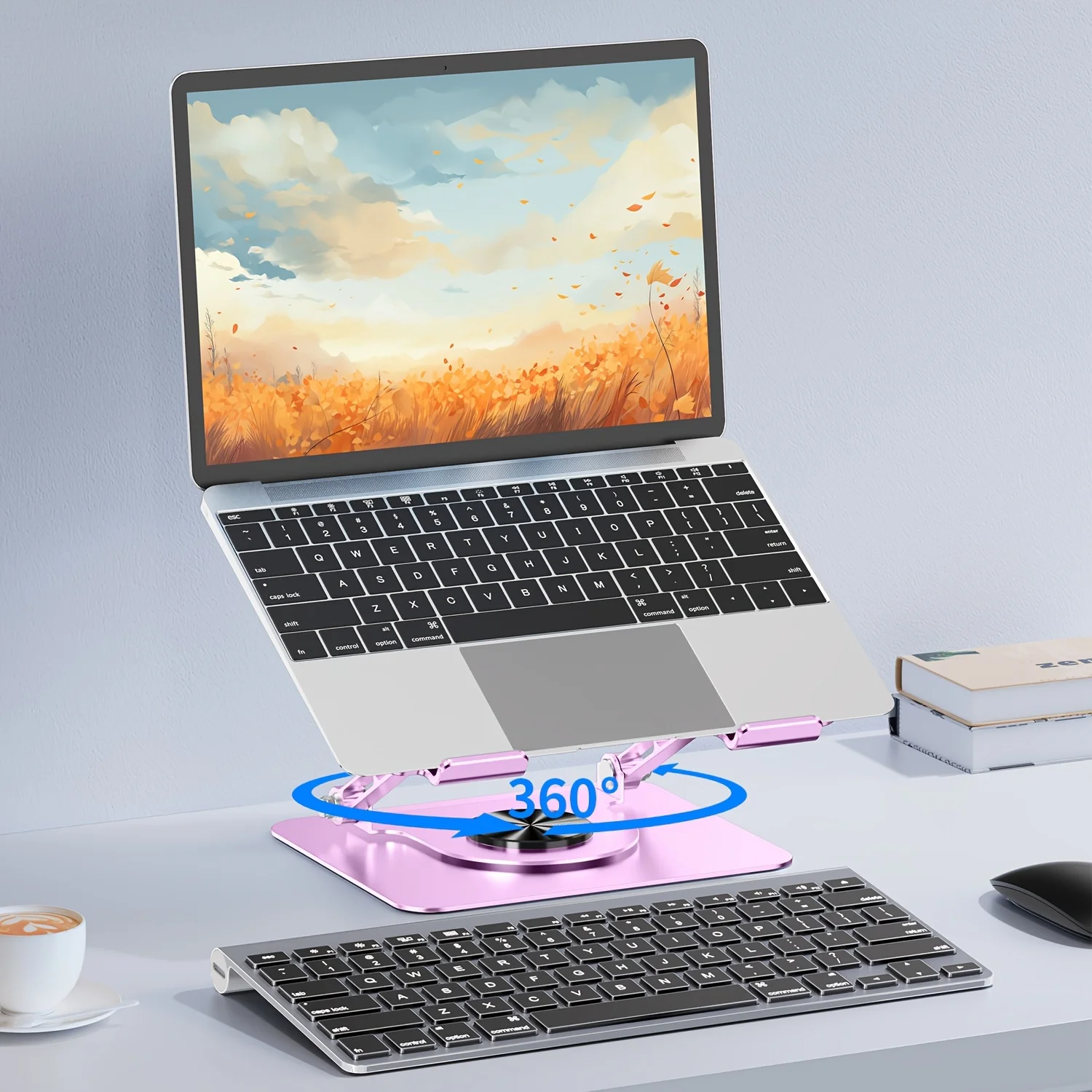 RIKSOIN Drehbarer Laptopständer, Ergonomischer Laptopständer, 360 °   Drehbare Basis, faltbares Design, kompatibel mit 10–17,3 Zoll Laptops