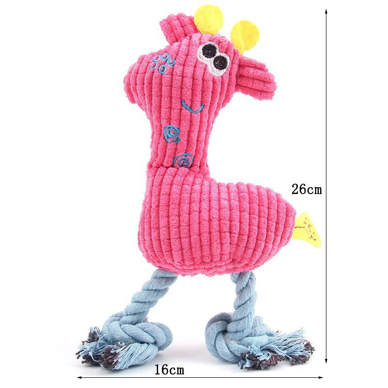 Cute Plush Giraffe Rope Pets Small Dogs Squeaky Interative Toys Deer Dolls Puppy Playing Chew Bite Toy Dog Training Accessories