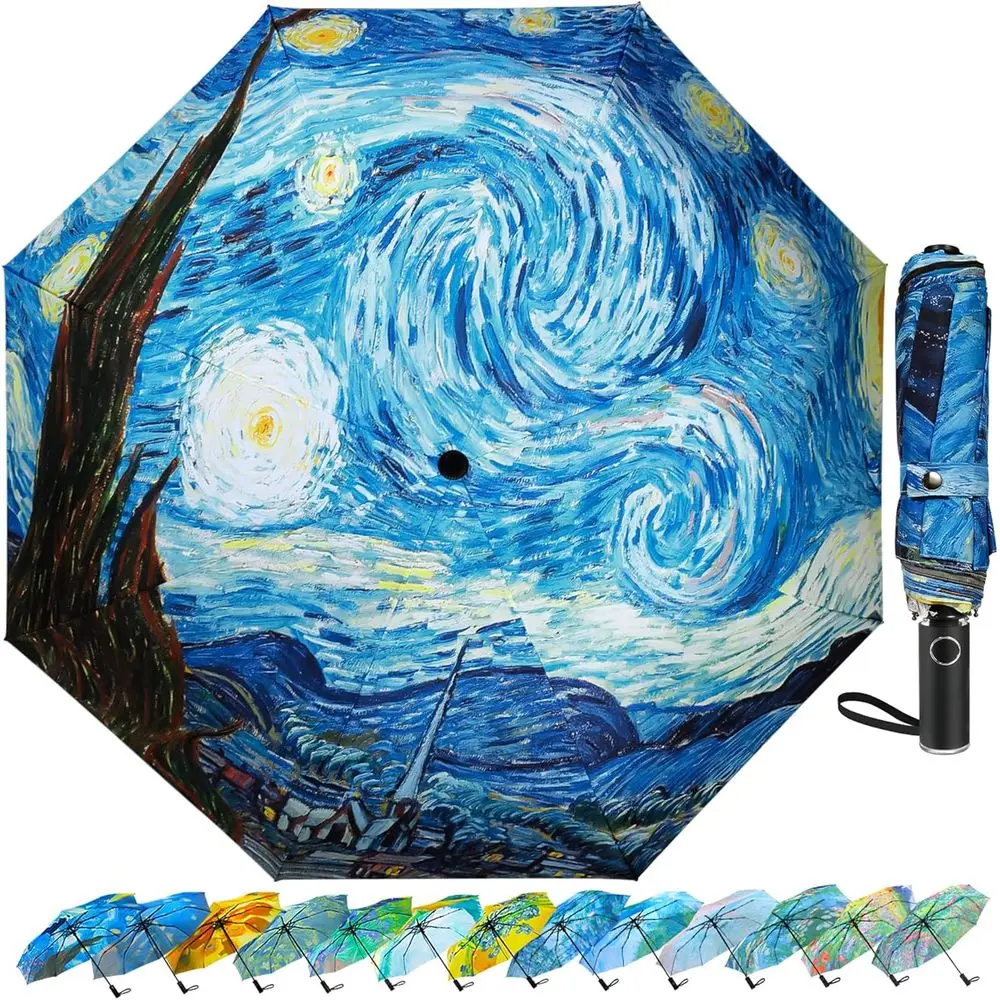 

Starry Night Travel Umbrella - Auto Open/Close, Portable, Compact, Lightweight for Men & Women