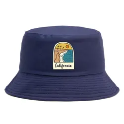 California Sun Beach Pattern Reversible Bucket Hat Woman Man Outdoor Sport Summer Spring Fisherman Caps UV Protection Panama Hat