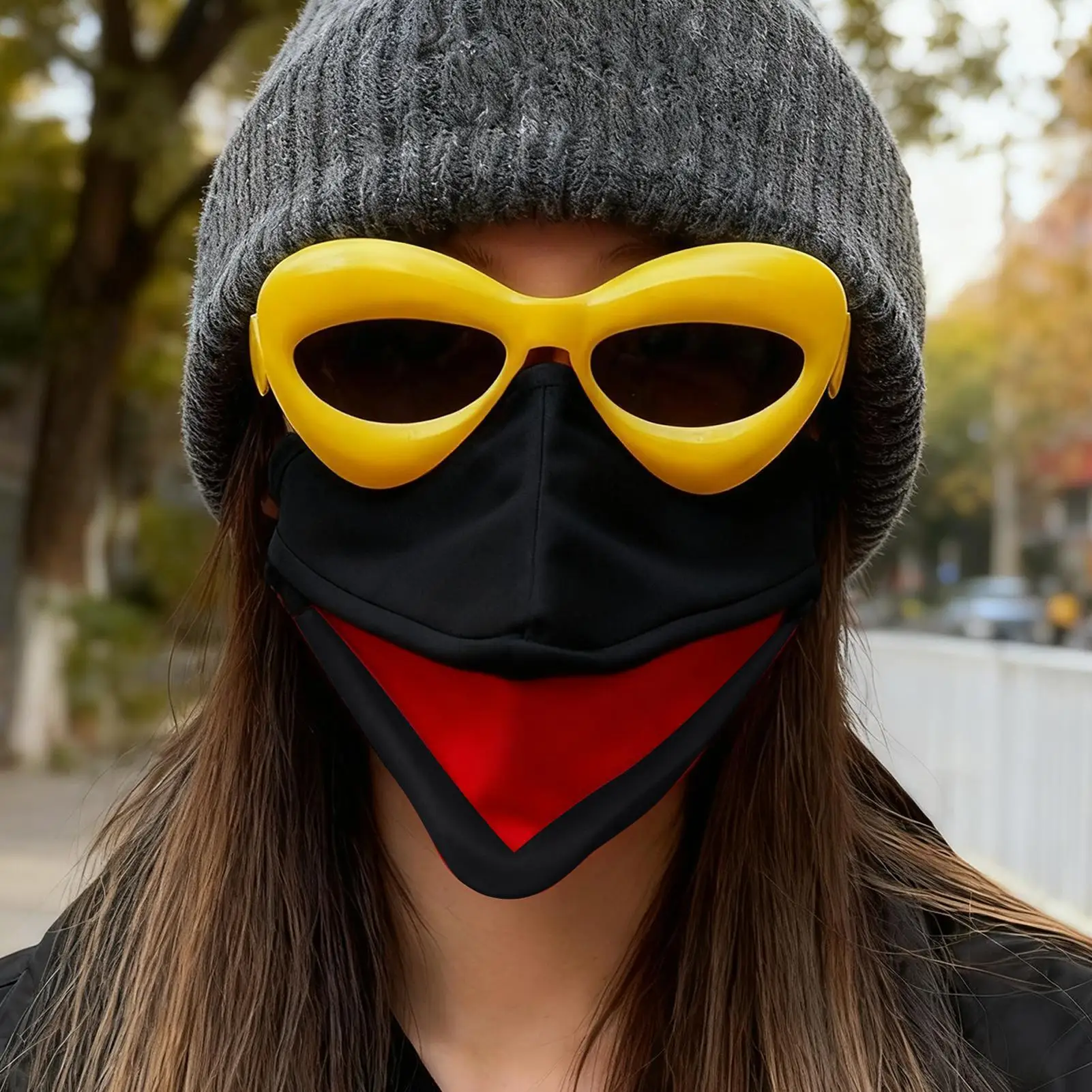 غطاء وجه منقار الطيور مصنوع يدويًا مع نظارات شمسية، مجموعة غطاء وجه ناطق للحيوانات للرجال والنساء والحفلات والمهرجانات والكرنفال الموسيقي