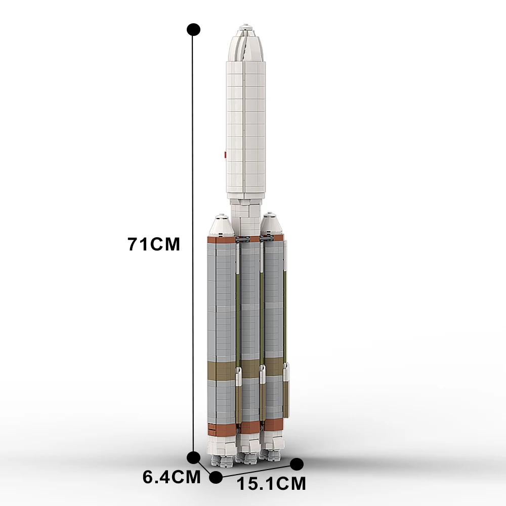 Gobricks MOC 1:110 Atlas Rocket Building Blocks V Тяжелый запуск автомобиля Космический корабль-переноска Кирпичная модель Сборная игрушка DIY Подарок ребенку