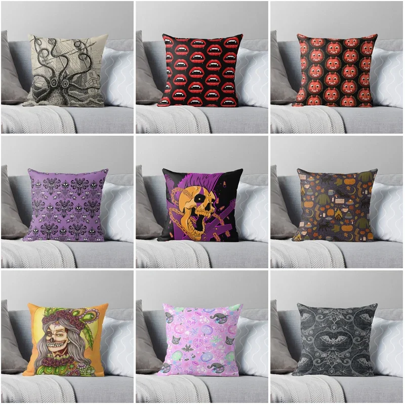 

Decorative Home pillow case Cushion covers Living Room sofa House bed halloween pumpkin 45x45 fall 50*50cm 40*40 fear Skeleton