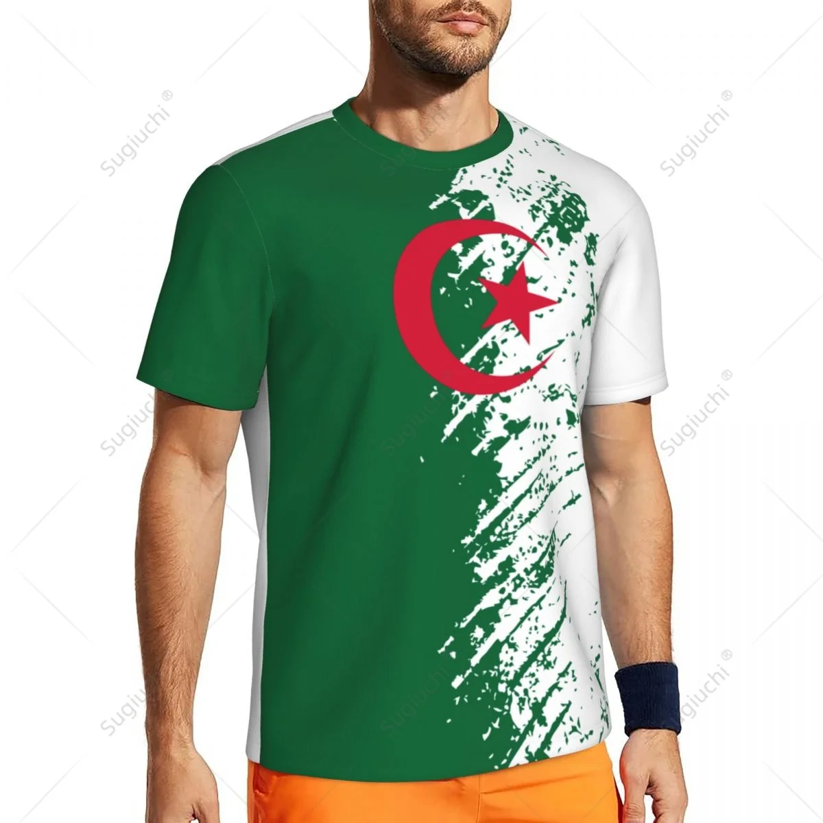 Exclusive design Algeria Flag Grain 3D Printed Men For Running Bike Soccer Tennis Fitness Sports tshirt Mesh Fans Short T-shirt