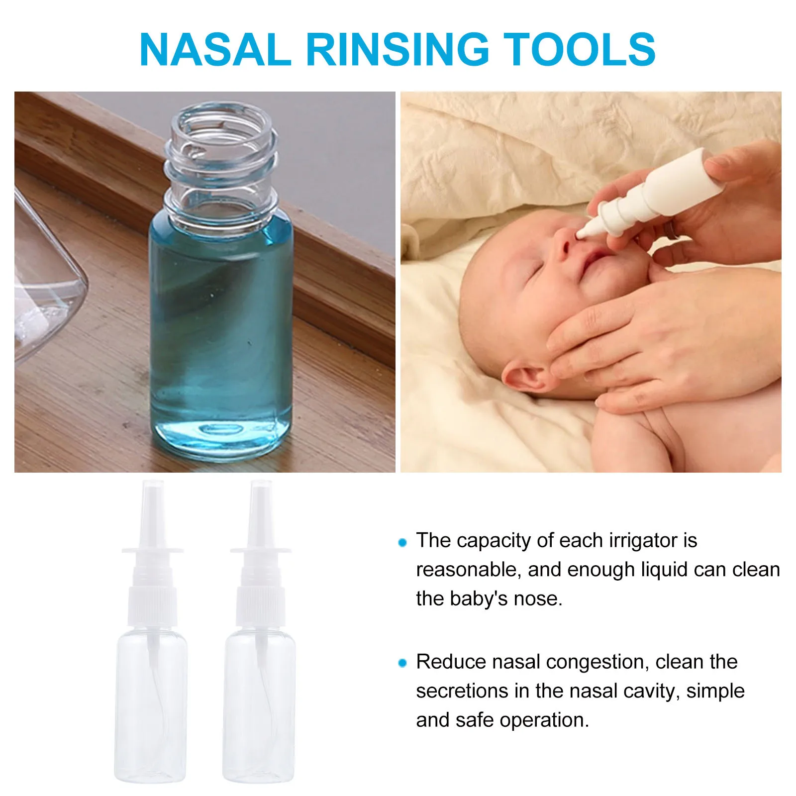 

2pcs Pet Nasal Irrigator For Baby Nose Cleaning Portable Manual Washer Kids Nasal Cavity Tools Baby Cleaning Supplies