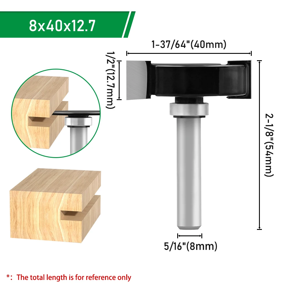 LAVIE Fräser mit 8-mm-Schaft und T-Nut, ausgestattet mit Lager – Doppelklingen-Fräser zum Anfertigen von Nuten und zum Bearbeiten von Holzkanten. – Detail 11