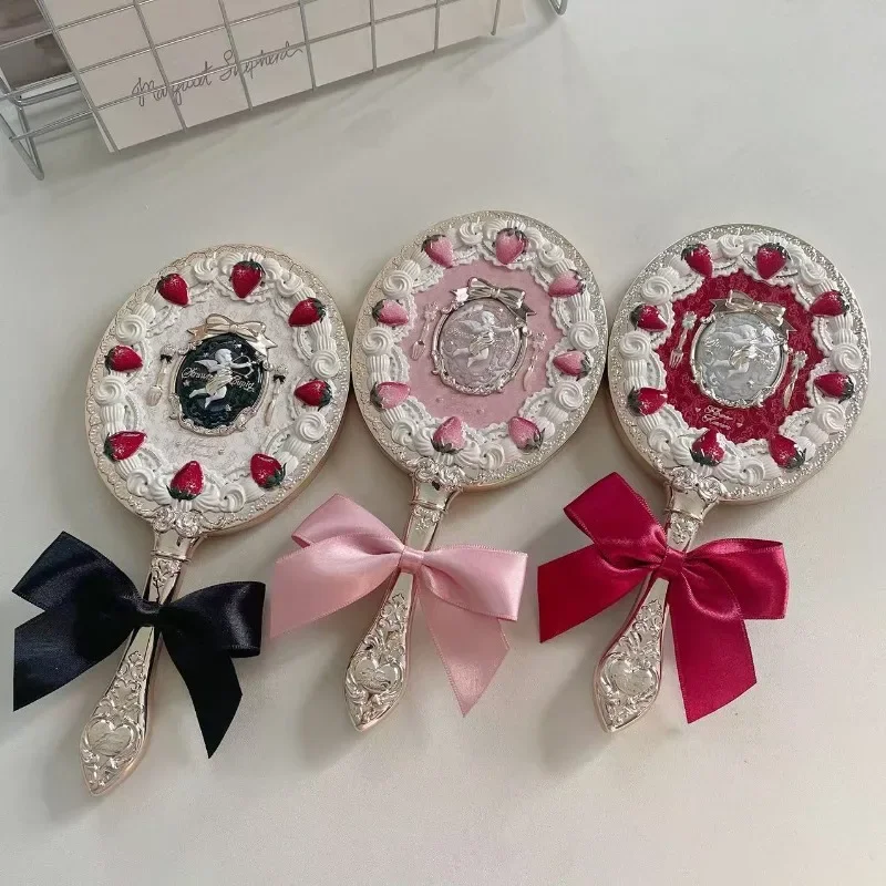 1PC Classical Decorative Mirror Strawberry Cupid Handheld Mirror Mermaid Shell Cosmetics Home Decorations