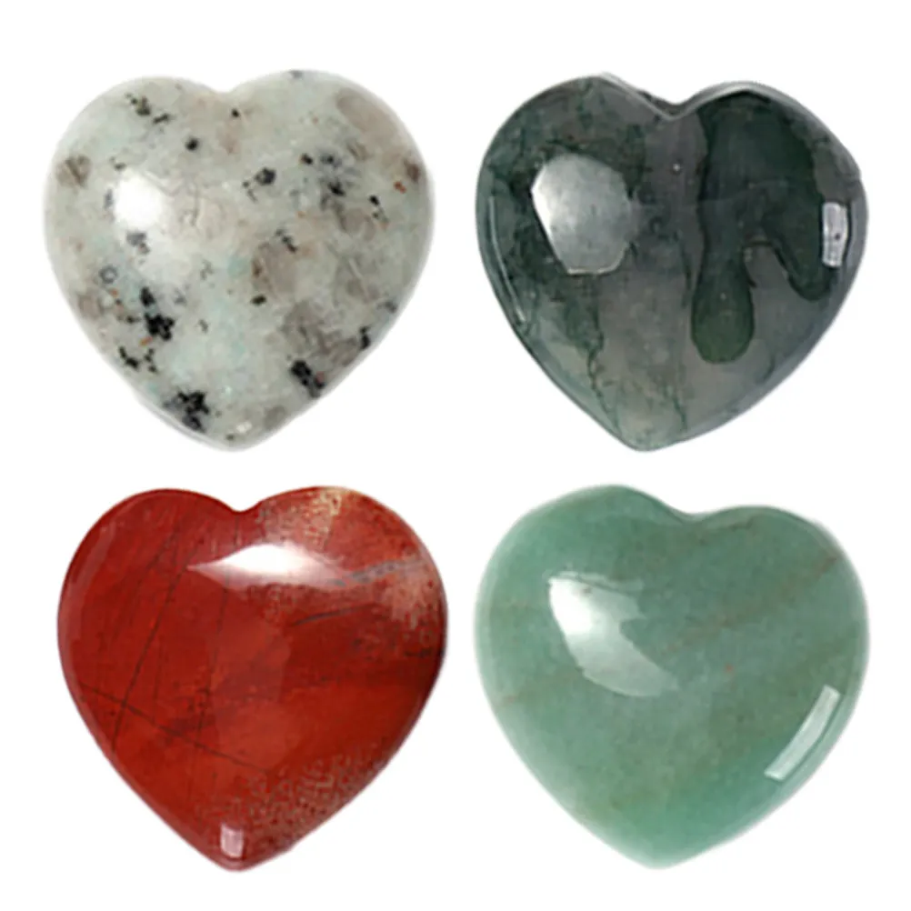 4Pcs Water Crystal Heart Stones Polished Heart Shaped Natural Crystal Decoration Meditation Gift Stone Ornaments Table Decor