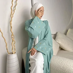 Eid Dress Open Abaya Ramadan elegante ricamo Abaya musulmano per le donne caftano Islam Cardigan Dubai Arab Long Robes Moon 2024