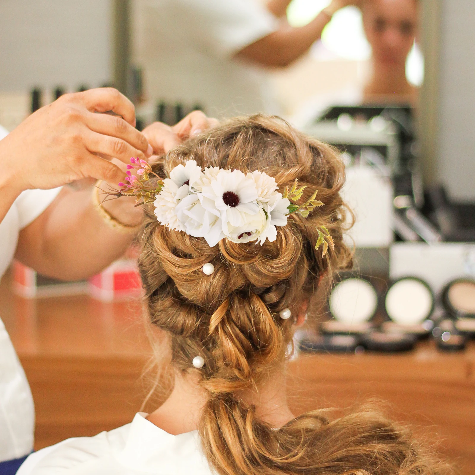

2 Pcs Wedding Hair Accessories Flower Comb Women Flowers Combs Decorative Cloth Bridal