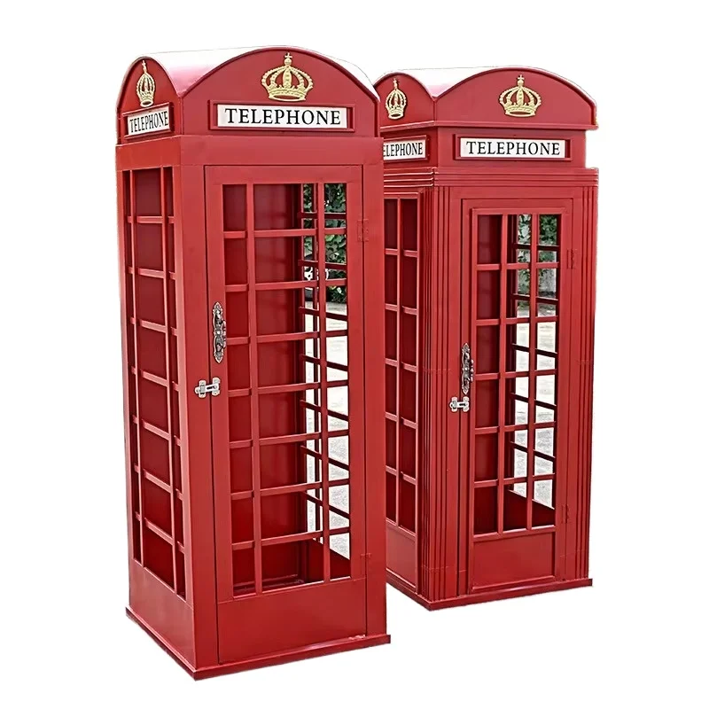 White telephone booth audio message book phone for London wedding event decoration