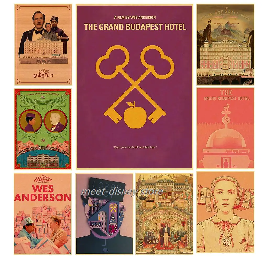 The Grand Budapest Hotel Movie Vintage Posters Kraft Room Coffee for Character Nostalgia Cafe Bedroom Bar Art Wall Stickers