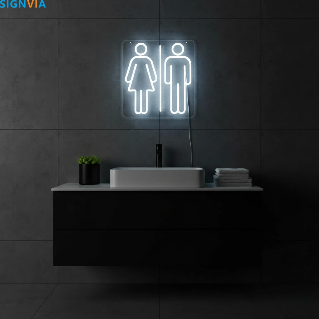 Toilet LED Neon Sign – USB Dimmable, Wall Mounted with Clear Visibility, Suitable for Shopping Malls, Shops & Public Toilets