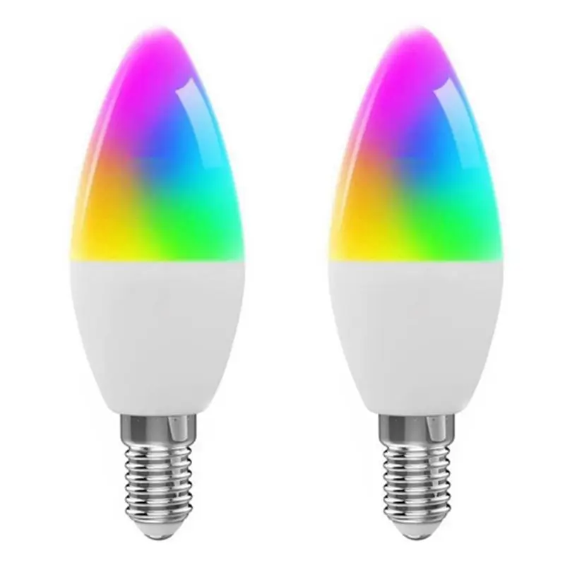Leading-2X Tuya E14 Smart Bulb Dimmable Five-Way Spiral Candle Bulb Wifi RGB Bulb Remote Control And Voice Control 7W