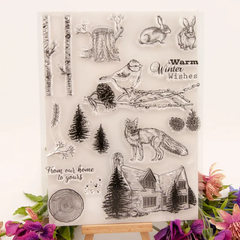 Winter Animals Transparent Clear Silicone Stamp for Seal DIY Scrapbooking Photo Album Decorative Clear Stamp Sheets