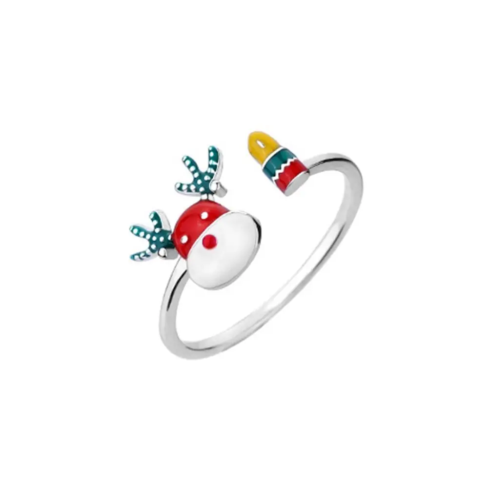 

Fashion Design Dripping Oil Enamel Elk Ring Cartoon Korean Style Christmas Finger Buckle Alloy Open Ring Decoration