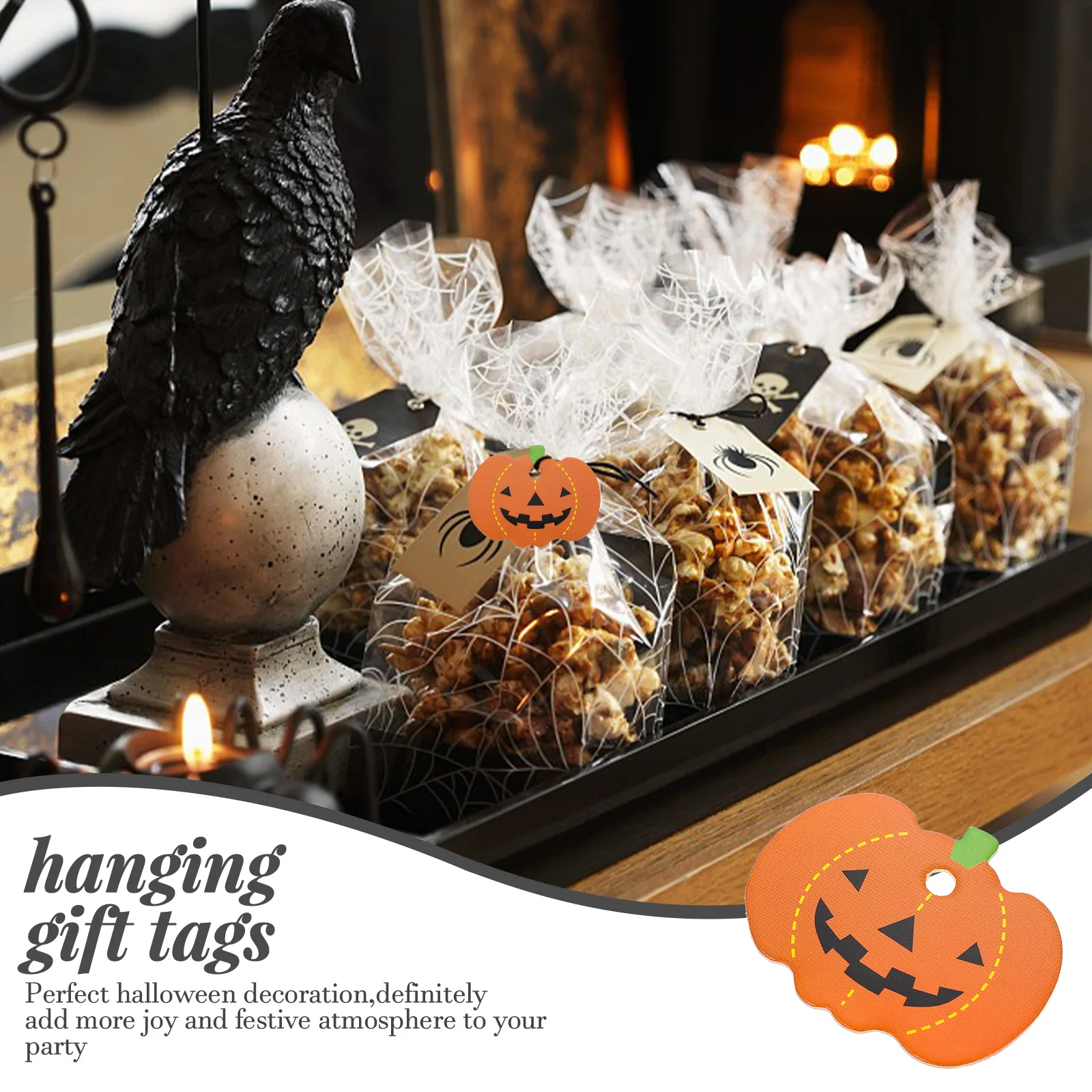 

100 Pcs Decorations Pumpkin Label Pendant Paper Halloween Cutout Tags Hanging Labels