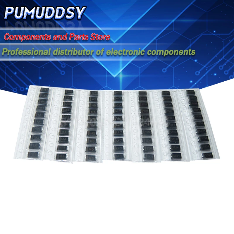 7 kinds*10pcs=70PCS SMD diode package / M1 (1N4001) / M4 (1N4004) / M7 (1N4007)/ M5 (1N4005) SS14 SS24 SS34 (1N5822) KIT