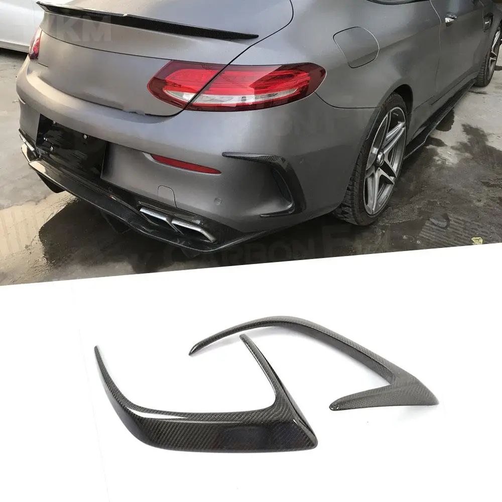 

2PCS/Set Dry Carbon Fiber Rear Bumper Trims Side Vents Spoiler for Benz C Class W205 C63 AMG C200 C260 C300 Coupe 15-17 FRP